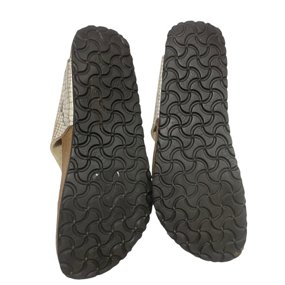 Birki’s By Birkenstock Snake Skin Sandals Size W11 M9 Summer Flats Comfortable - Picture 6 of 13